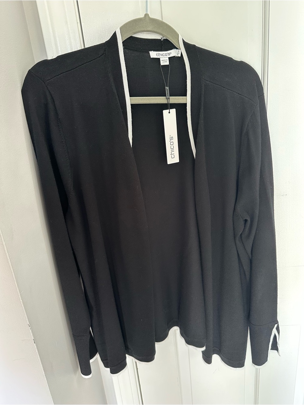 Chico's Black Cardigan with White Trim